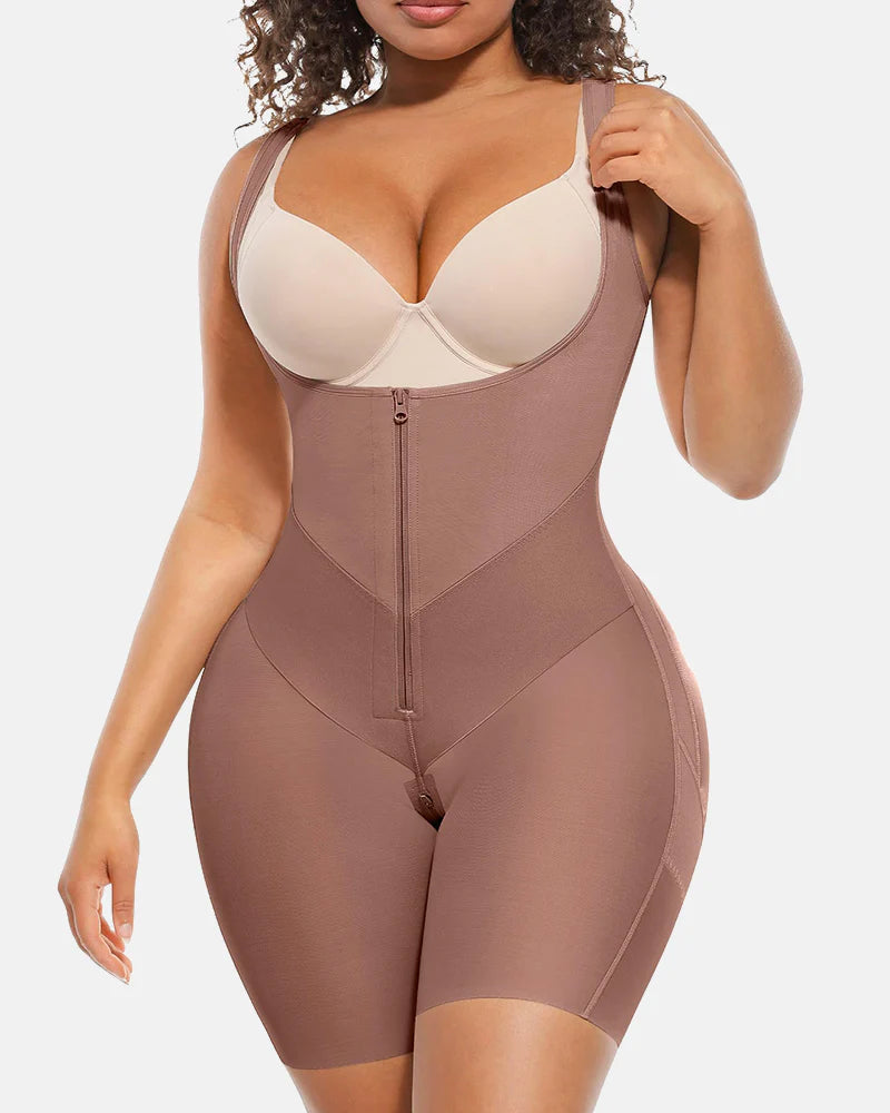 Tummy Control Postpartum Faja Body Shaper with Zipper Crotch