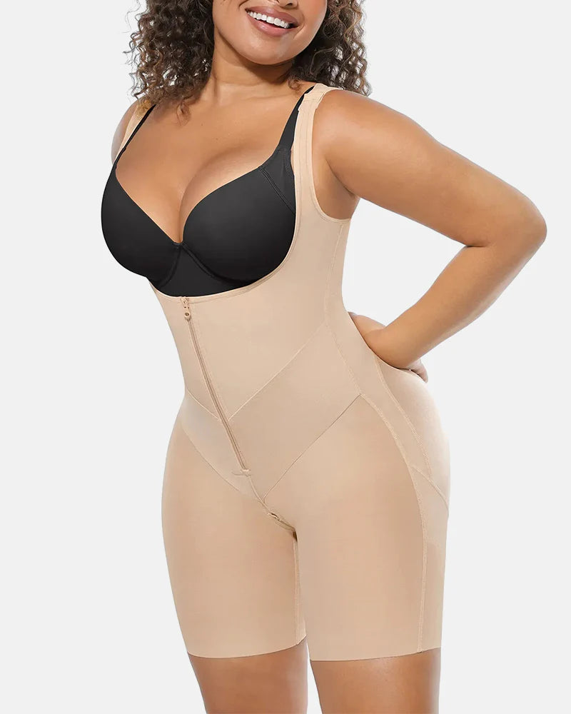 Tummy Control Postpartum Faja Body Shaper with Zipper Crotch