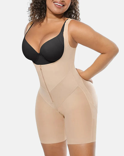 Tummy Control Postpartum Faja Body Shaper with Zipper Crotch