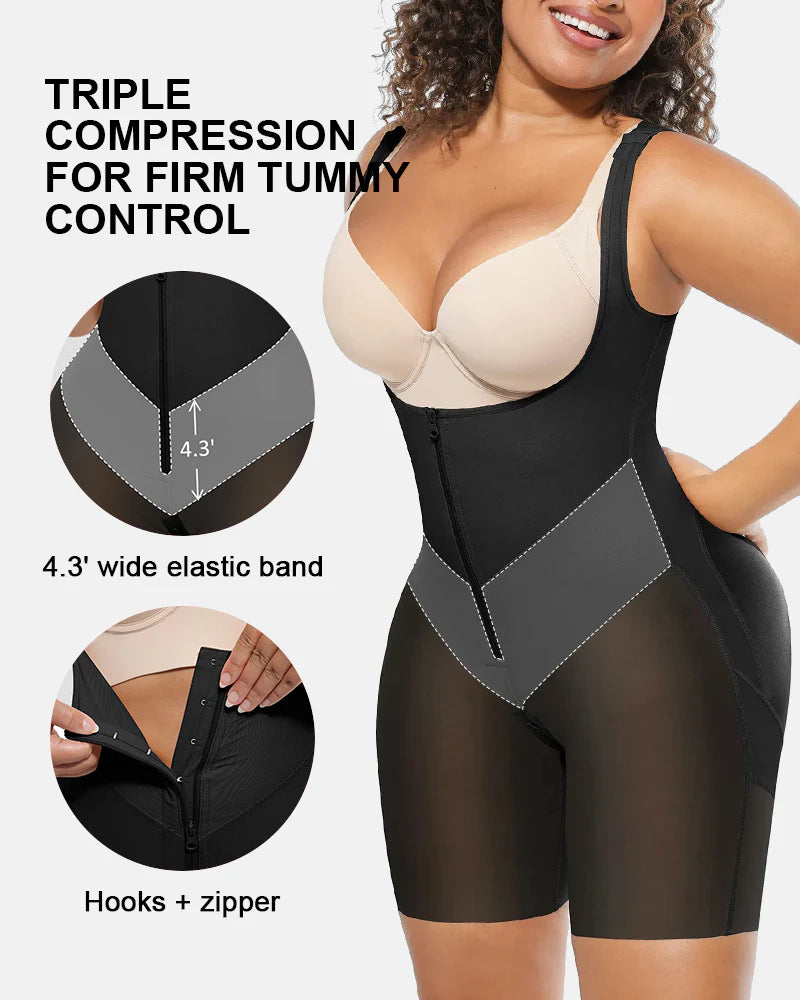 Tummy Control Postpartum Faja Body Shaper with Zipper Crotch