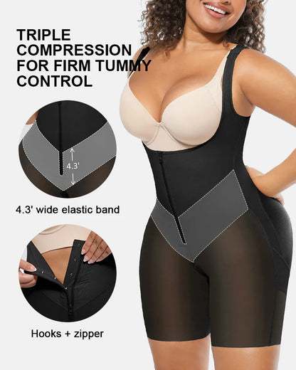Tummy Control Postpartum Faja Body Shaper with Zipper Crotch