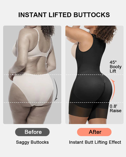 Tummy Control Postpartum Faja Body Shaper with Zipper Crotch