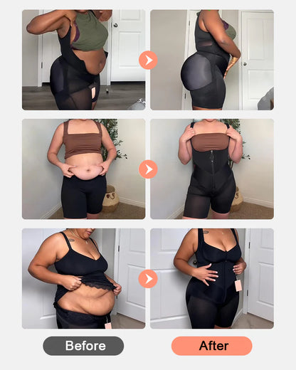 Tummy Control Postpartum Faja Body Shaper with Zipper Crotch