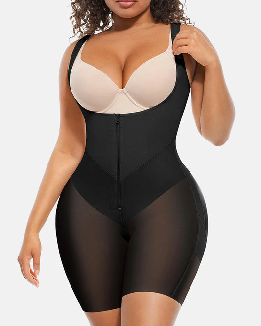 Tummy Control Postpartum Faja Body Shaper with Zipper Crotch