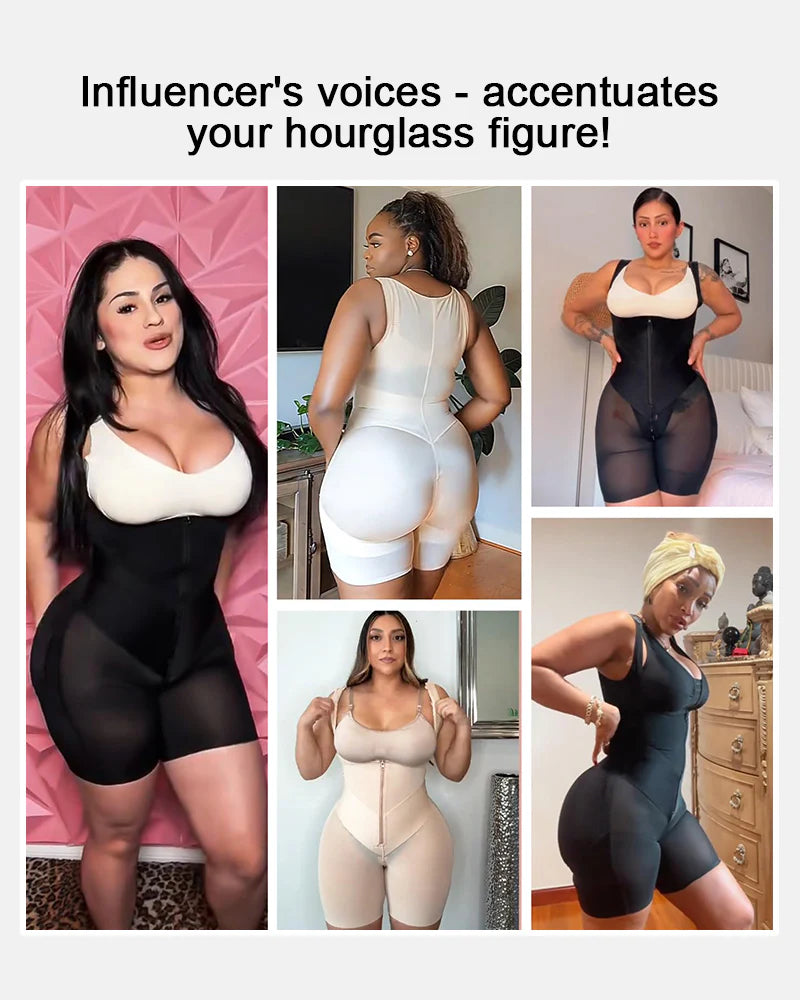 Tummy Control Postpartum Faja Body Shaper with Zipper Crotch