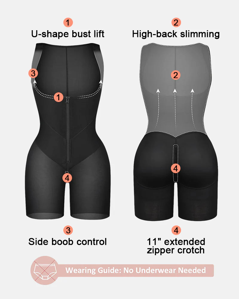 Tummy Control Postpartum Faja Body Shaper with Zipper Crotch