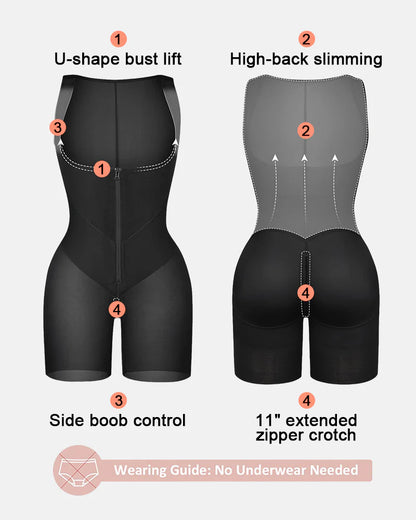 Tummy Control Postpartum Faja Body Shaper with Zipper Crotch