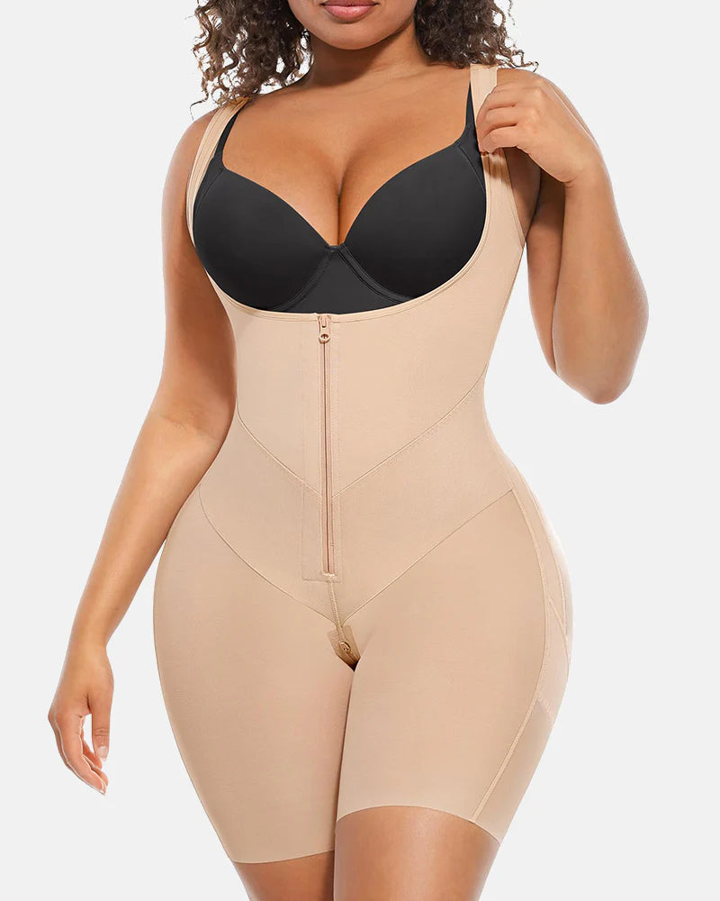 Tummy Control Postpartum Faja Body Shaper with Zipper Crotch